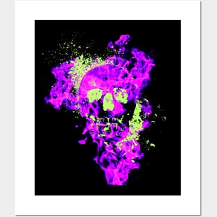 neon gothic skull Posters and Art